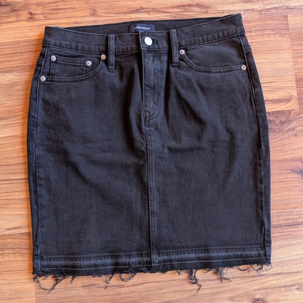 J. Crew Black Denim Mini Skirt Size 28P